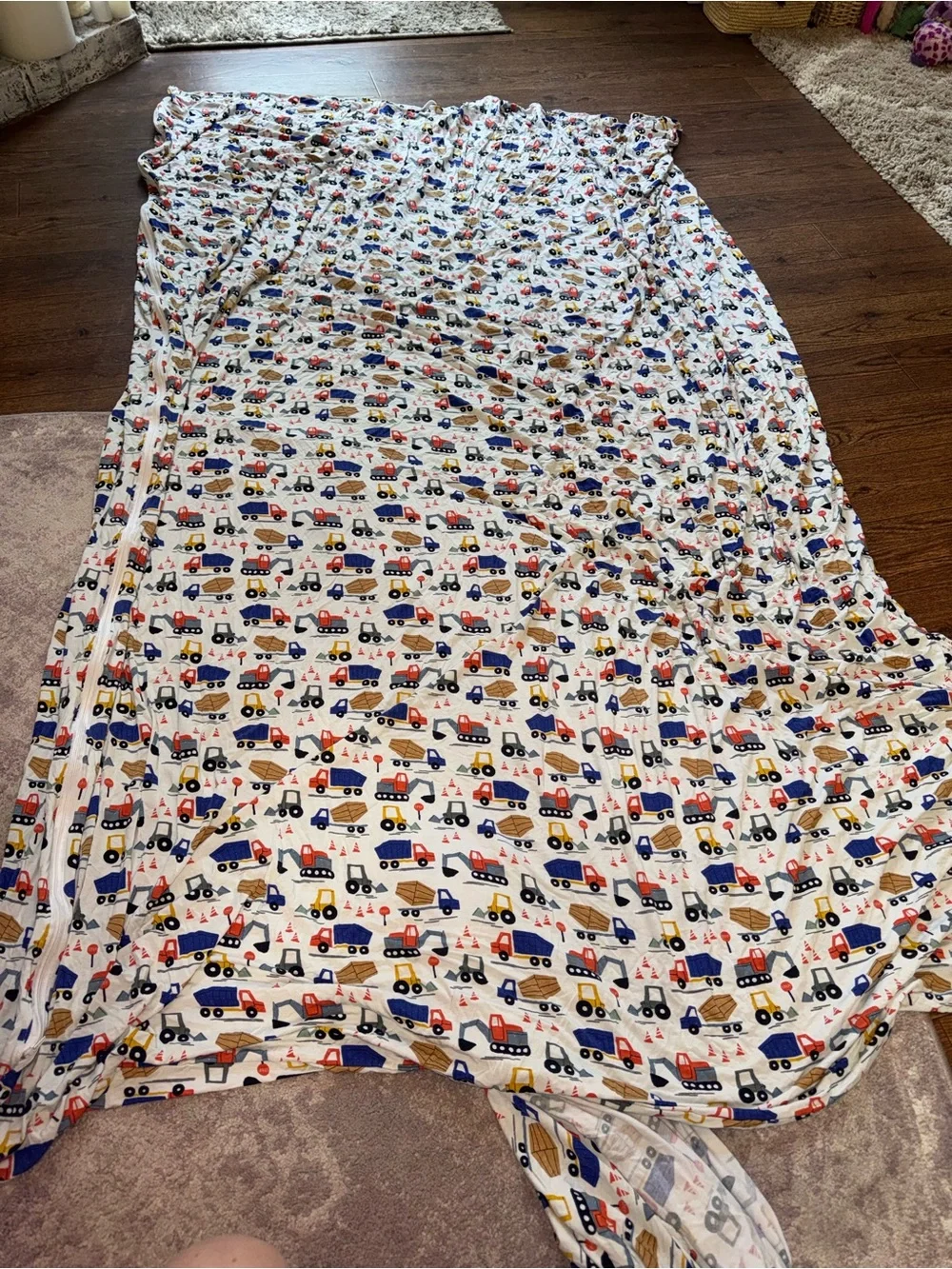 Little Sleepies Boys Twin Construction Trucks Zip Around Mattress Sheet Set